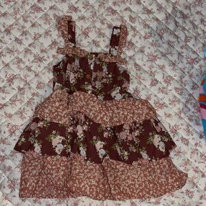 Floral Brown Kids Casual Dress